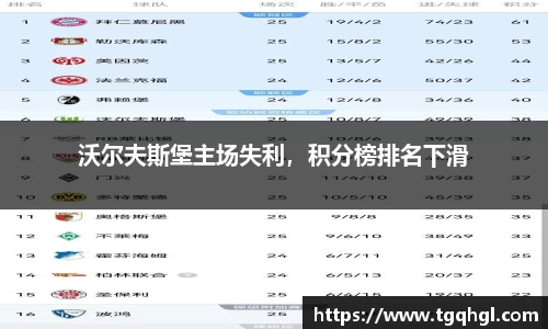 沃尔夫斯堡主场失利，积分榜排名下滑